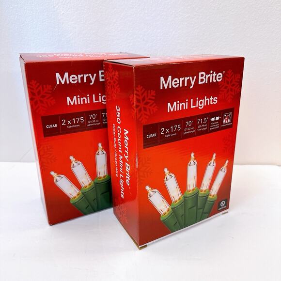 Merry Brite 700 Mini Lights Clear Bulb Green Wire Indoor Outdoor Christmas 70'